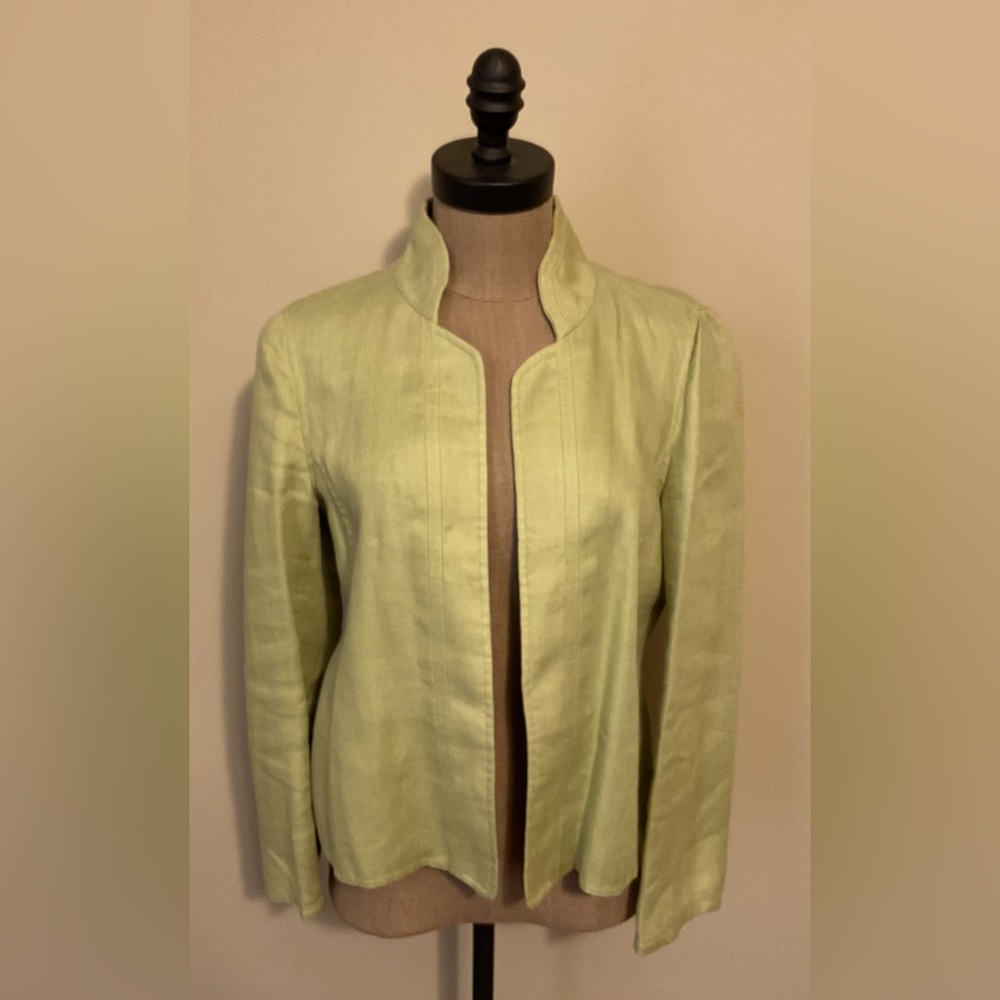 Ellen Tracy Sage Green Linen Blazer Jacket